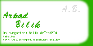 arpad bilik business card